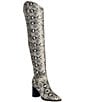 Azalea Wang Cezanne Snake Print Block Heel Over The Knee Boots - Image 1