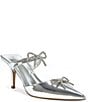 Color:Silver - Image 1 - Charlette Metallic Crystal Bow Dress Mules