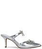 Color:Silver - Image 2 - Charlette Metallic Crystal Bow Dress Mules