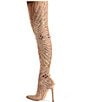 Color:Nude - Image 3 - Chevelle Stretch Mesh Rhinestone Thigh High Dress Boots