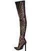Color:Black - Image 3 - Chevelle Stretch Mesh Rhinestone Thigh High Dress Boots