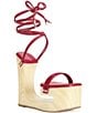 Azalea Wang Cipriano Open Platform Wedge Ankle Wrap Sandals - Image 1