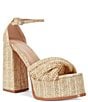 Color:Beige - Image 1 - Clary Raffia Ankle Strap Platform Block Heel Sandals