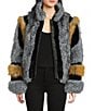 Azalea Wang Cora Grey Multi Faux Fur Stand Collar Zip Front Coat, Color:Grey - Image 1