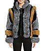 Azalea Wang Cora Grey Multi Faux Fur Stand Collar Zip Front Coat, Color:Grey - Image 2