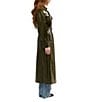 Azalea Wang Coren-Olive Faux Leather Tailored Collar Belted Snap Front Trench Coat - Image 3