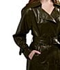 Azalea Wang Coren-Olive Faux Leather Tailored Collar Belted Snap Front Trench Coat - Image 5