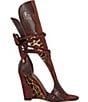 Azalea Wang Desire Crocodile Embossed Leopard Print Wedge Gladiator Sandals - Image 2