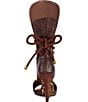 Azalea Wang Desire Crocodile Embossed Leopard Print Wedge Gladiator Sandals - Image 3