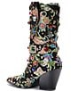 Color:Black - Image 3 - Diligent Floral Brocade Rhinestone Western Mid Boots