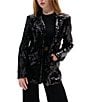 Azalea Wang Dubai Sequin Notch Collar Button Front Blazer, Color:Black - Image 1