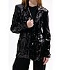 Azalea Wang Dubai Sequin Notch Collar Button Front Blazer, Color:Black - Image 4