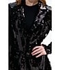 Azalea Wang Dubai Sequin Notch Collar Button Front Blazer, Color:Black - Image 5