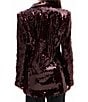 Azalea Wang Dubai Sequin Notch Collar Button Front Blazer, Color:Burgundy - Image 3