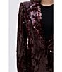 Azalea Wang Dubai Sequin Notch Collar Button Front Blazer, Color:Burgundy - Image 5
