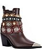 Azalea Wang Dusan Cocho Straps Pointed Cap Toe Western Booties - Image 1