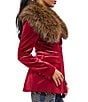 Azalea Wang Elaris-Red Velvet Oversize Collar Faux Fur Trim Button Front Blazer - Image 4