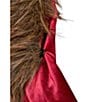 Azalea Wang Elaris-Red Velvet Oversize Collar Faux Fur Trim Button Front Blazer - Image 5