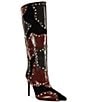 Azalea Wang Enyae Patchwork Grommet Pointed Toe Tall Boots - Image 1