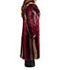 Azalea Wang Esmara-Red Multi Faux Fur Shawl Collar Trench Coat - Image 3