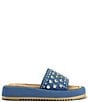 Color:Blue - Image 2 - Espinosa Denim Studded Platform Slide Sandals