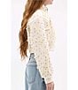 Azalea Wang Ethel Solid Pearl Accent Stand Collar Zip Front Cropped Jacket, Color:Cream - Image 3