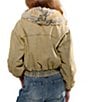 Azalea Wang Evra-Denim Faux Fur Oversize Collar Zip Front Bomber Jacket - Image 2