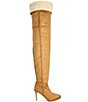 Azalea Wang Fabiola Faux Shearling Cuff Pointed Toe Thigh High Boots - Image 2