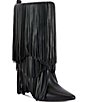 Azalea Wang Fifer Layered Fringe Pointed Toe Mid Calf Boots - Image 1