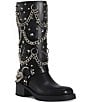 Color:Black - Image 1 - Fillmore Studded Chains Moto Boots