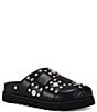 Color:Black - Image 1 - Fischer Quilted Studded Lugged Platform Mules