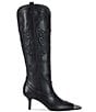 Color:Black - Image 2 - Floryan Butterfly Stitched Western Kitten Heel Tall Boots