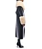 Azalea Wang Fluffy Oversized Neck Faux Fur Trim Snap Front Faux Leather Trench Jacket, Color:Black - Image 3
