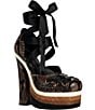Azalea Wang Fonteyn Snake Print Ankle Tie Colorblock Platform Block Heel Pumps - Image 1