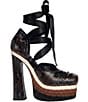 Azalea Wang Fonteyn Snake Print Ankle Tie Colorblock Platform Block Heel Pumps - Image 2