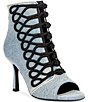 Azalea Wang Gentry Denim Frogging Knot Front Peep Toe Ankle Booties - Image 1