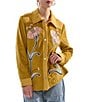 Azalea Wang Geraldine Corduroy Floral Embroidered Point Collar Snap Front Field Jacket, Color:Mustard - Image 4
