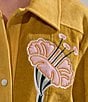 Azalea Wang Geraldine Corduroy Floral Embroidered Point Collar Snap Front Field Jacket, Color:Mustard - Image 5