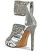 Color:Silver - Image 3 - Grizzled Rhinestone Ankle Cuff Dress Sandals