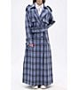 Azalea Wang Hobbs Plaid Pattern Notch Collar Belted Button Front Trench Jacket, Color:Black - Image 2