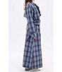 Azalea Wang Hobbs Plaid Pattern Notch Collar Belted Button Front Trench Jacket, Color:Black - Image 4