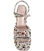 Color:Pink - Image 4 - Hyacinth Tweed Gemstone Embellished Platform Dress Sandals