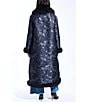 Azalea Wang IIsla Navy Brocade Shawl Collared Faux Fur Trim Oversize Trench Coat, Color:Navy - Image 2
