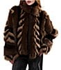 Azalea Wang Inez-Chocolate Stand Collar Faux Fur Zip Front Jacket - Image 1