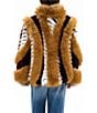 Azalea Wang Inez Faux Fur Animal Stripe Stand Collar Zip Front Jacket, Color:Burgundy - Image 2