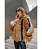 Azalea Wang Inez Faux Fur Animal Stripe Stand Collar Zip Front Jacket, Color:Burgundy - Image 9