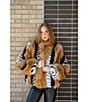Azalea Wang Inez Faux Fur Animal Stripe Stand Collar Zip Front Jacket, Color:Burgundy - Image 14