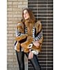 Azalea Wang Inez Faux Fur Animal Stripe Stand Collar Zip Front Jacket, Color:Burgundy - Image 15