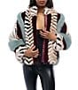 Azalea Wang Inez Faux Fur Animal Stripe Stand Collar Zip Front Jacket - Image 1