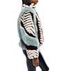 Azalea Wang Inez Faux Fur Animal Stripe Stand Collar Zip Front Jacket - Image 3